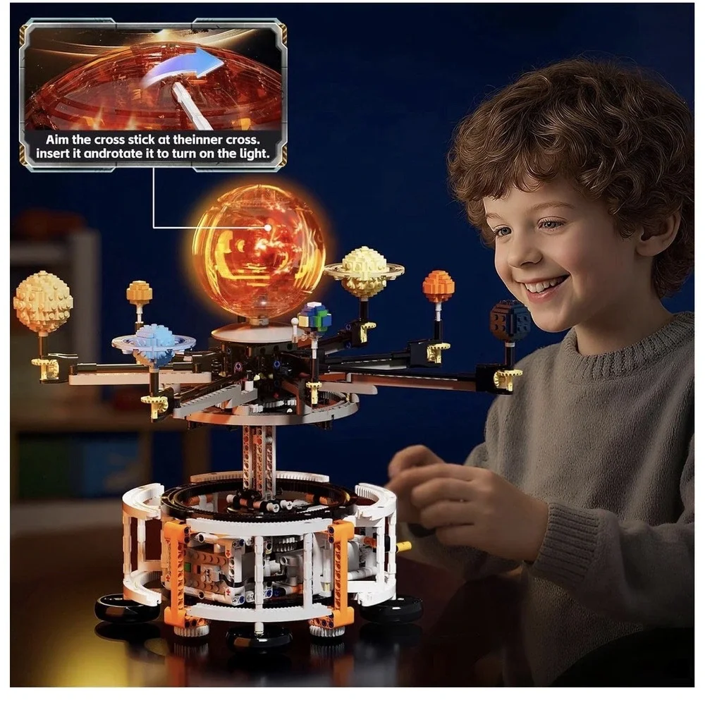 Dual-Mode Spinning Solar System Space Building Kit, STEM Model with Rotating ...